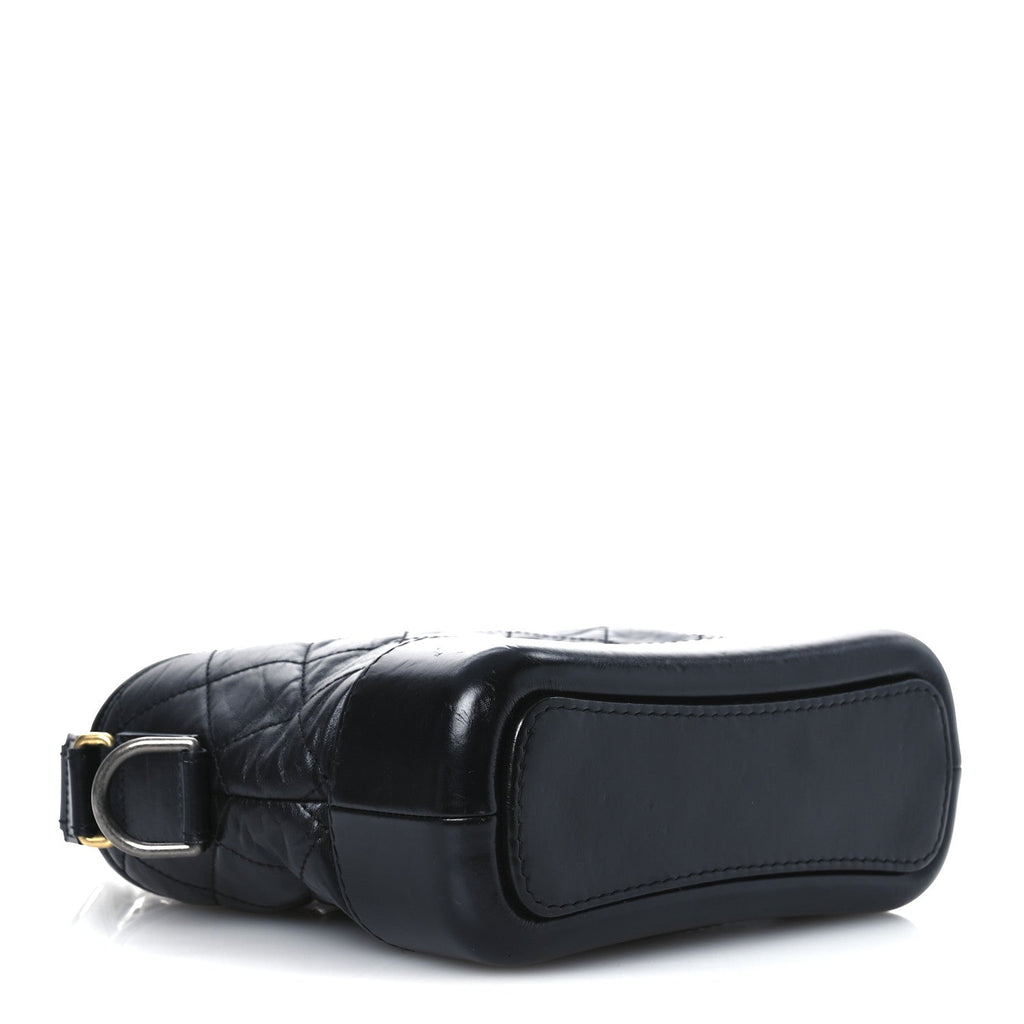 Aged Calfskin Quilted Small Gabrielle Hobo Black