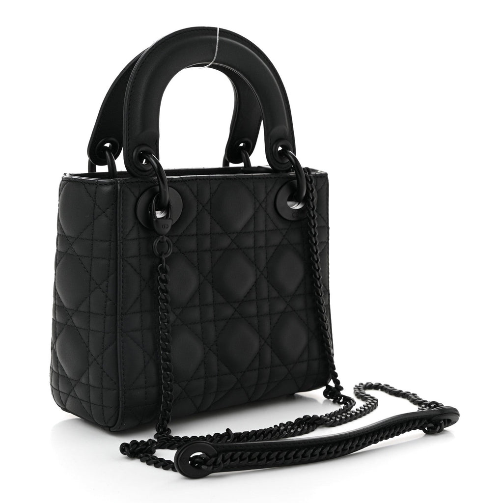 Ultra Matte Calfskin Cannage Mini Lady Dior Black
