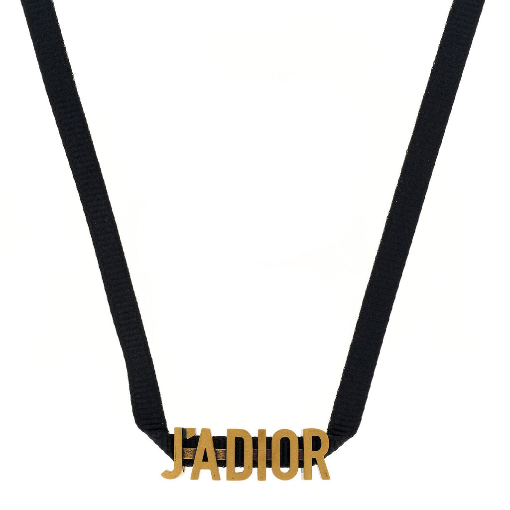 Grosgrain Ribbon J'Adior Logo Choker Necklace Black