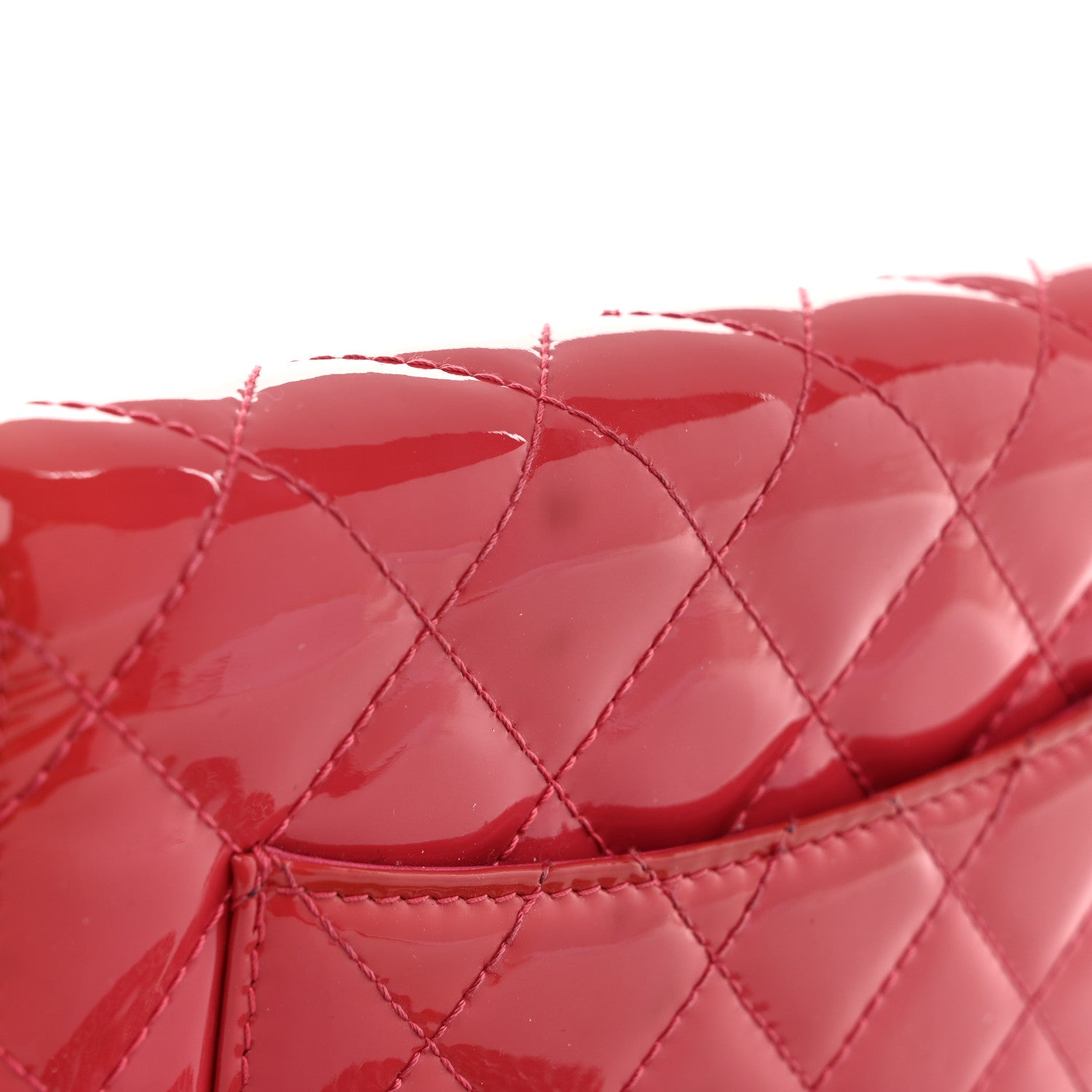 Patent Calfskin Quilted Wallet On Chain WOC Pink