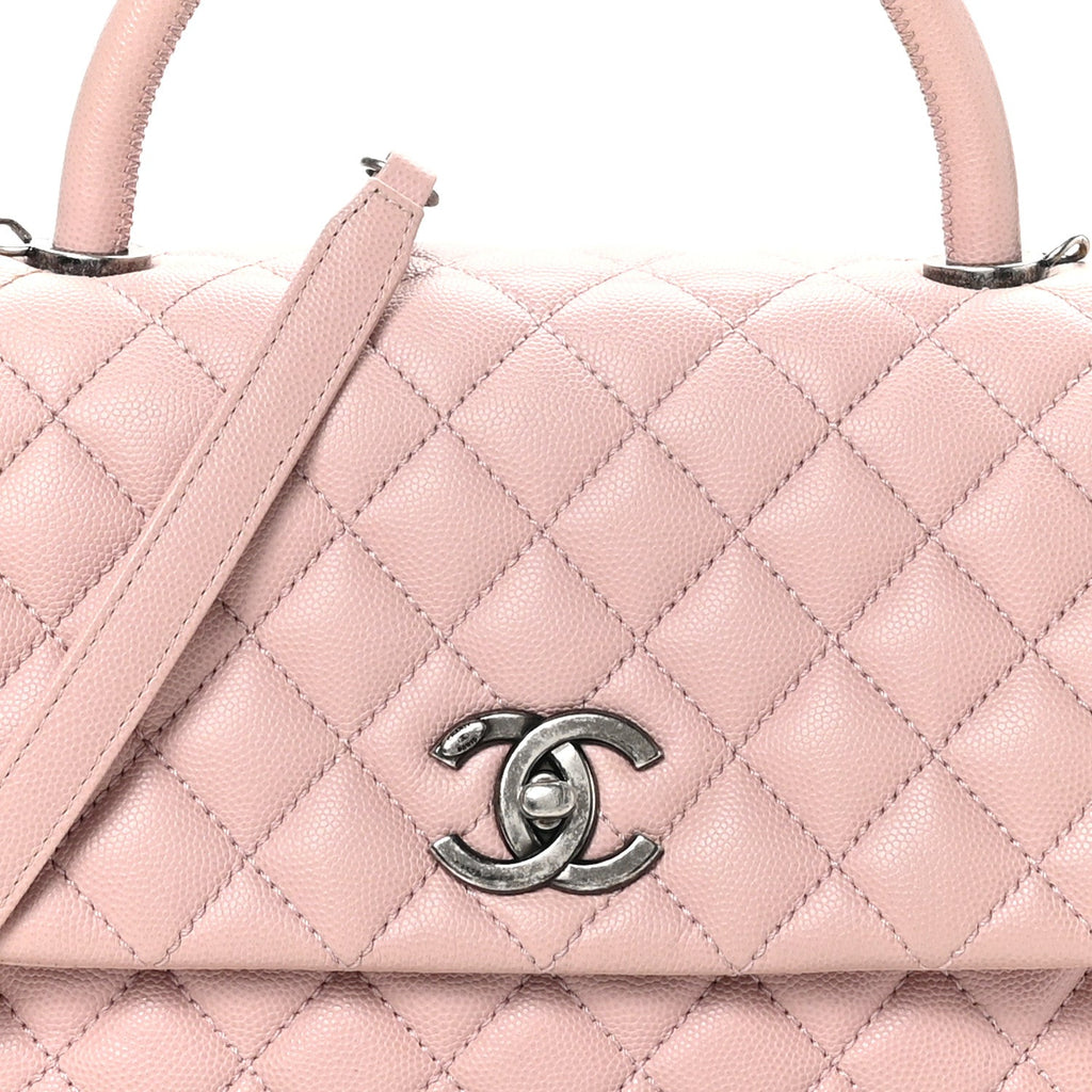 Caviar Quilted Small Coco Handle Flap Light Pink