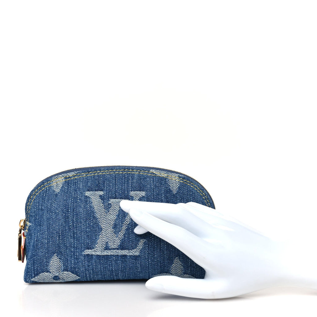 Denim Giant Monogram Pochette Cosmetique PM Denim Blue