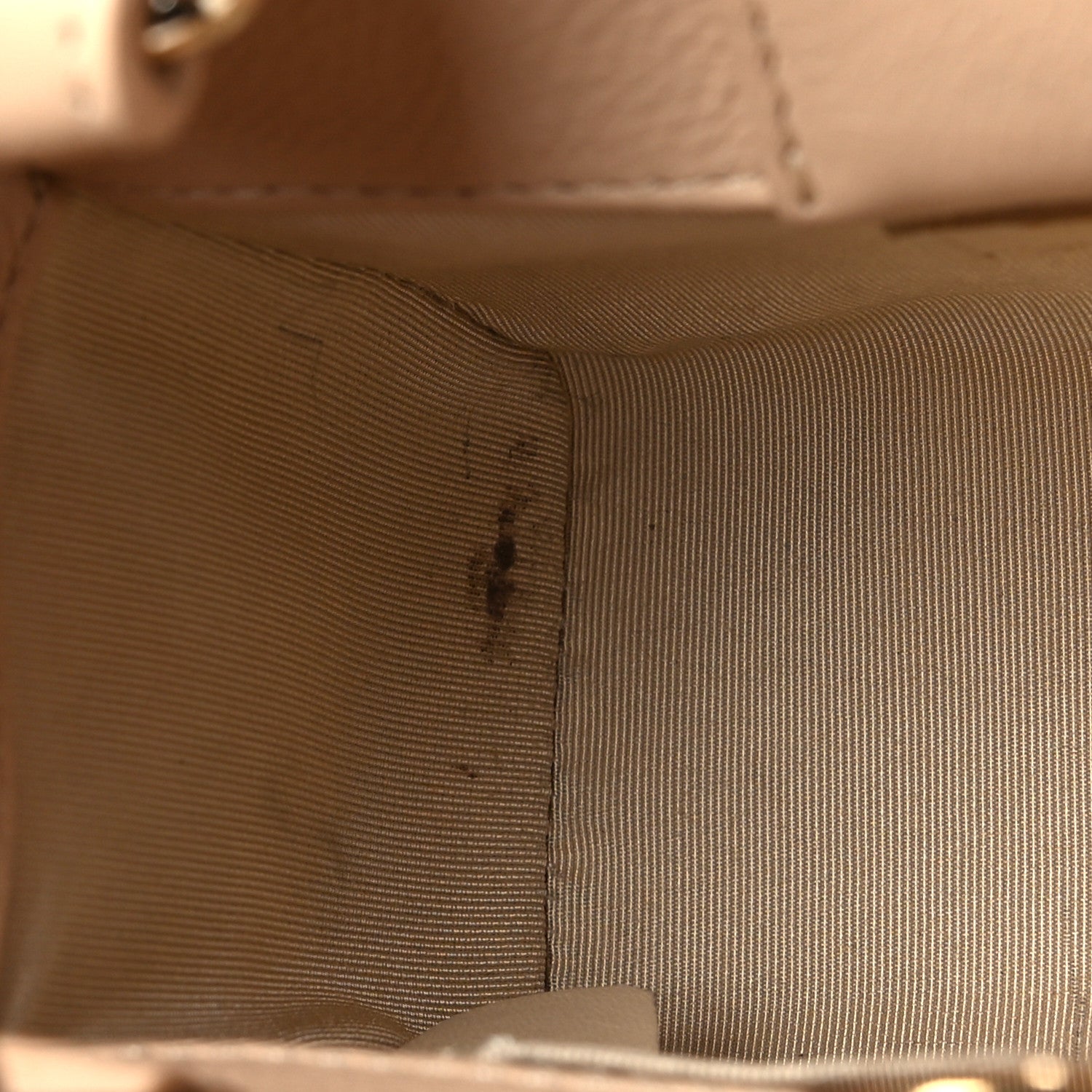 Grained Calfskin Stitched Mini Label  Shopper Tote Beige