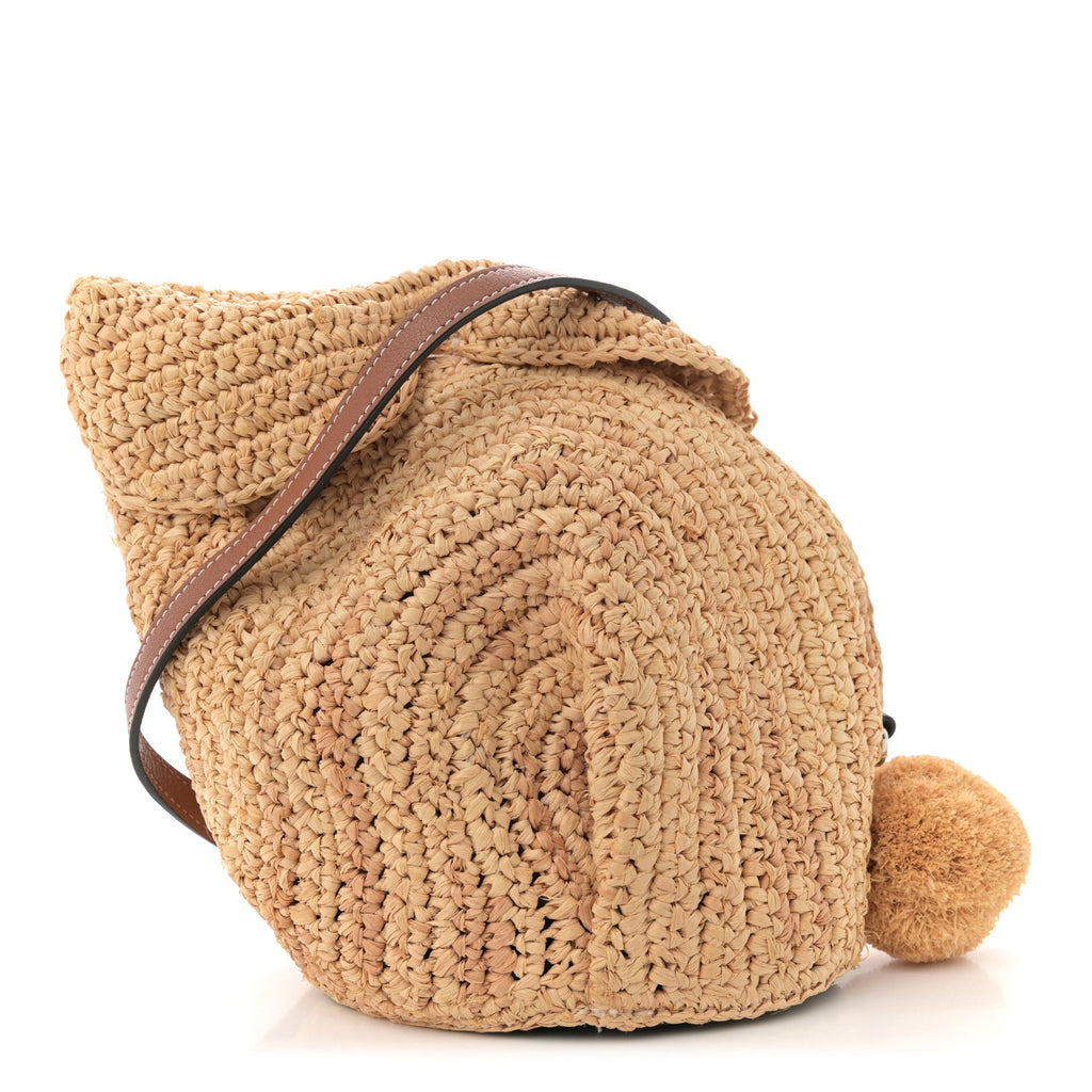 Raffia Mini Bunny Crossbody Bag Natural Tan