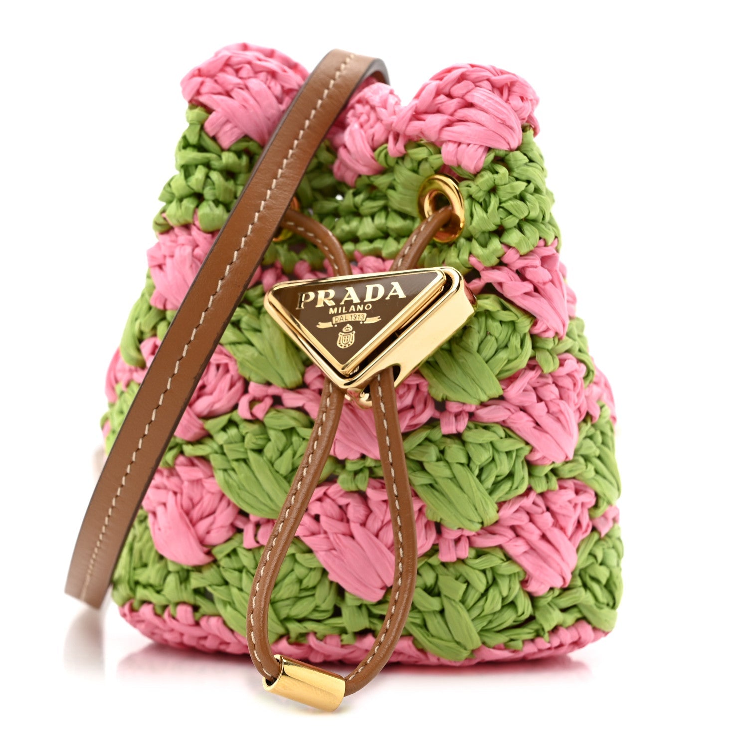 Yarn Raffia Effect Crochet Mini Pouch Petal Pink Lawn Green