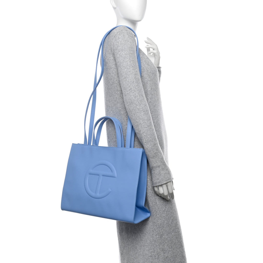 Vegan Leather Medium Shopping Bag Cerulean
