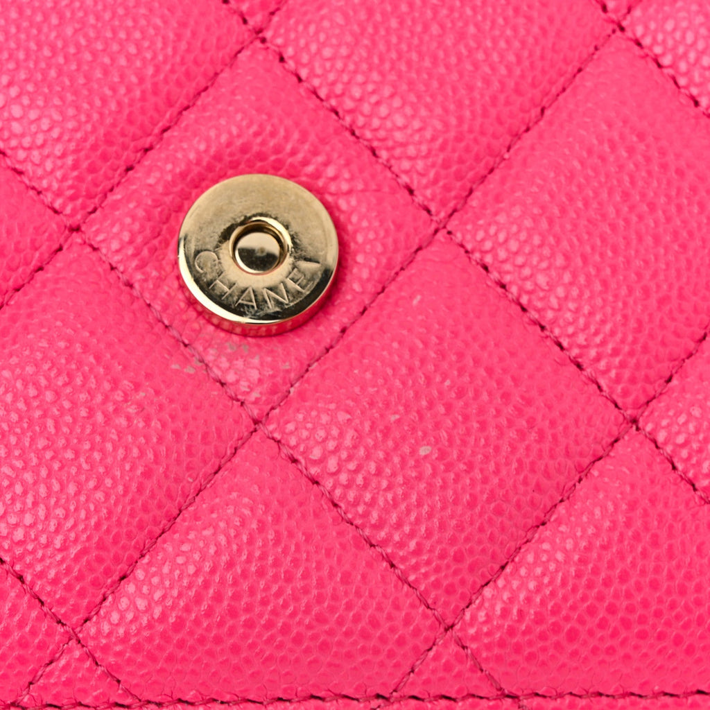 Caviar Quilted Wallet on Chain WOC Fuchsia