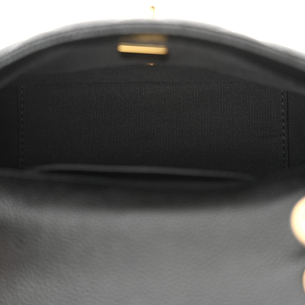 Grained Lambskin Quilted Mini Flap Black