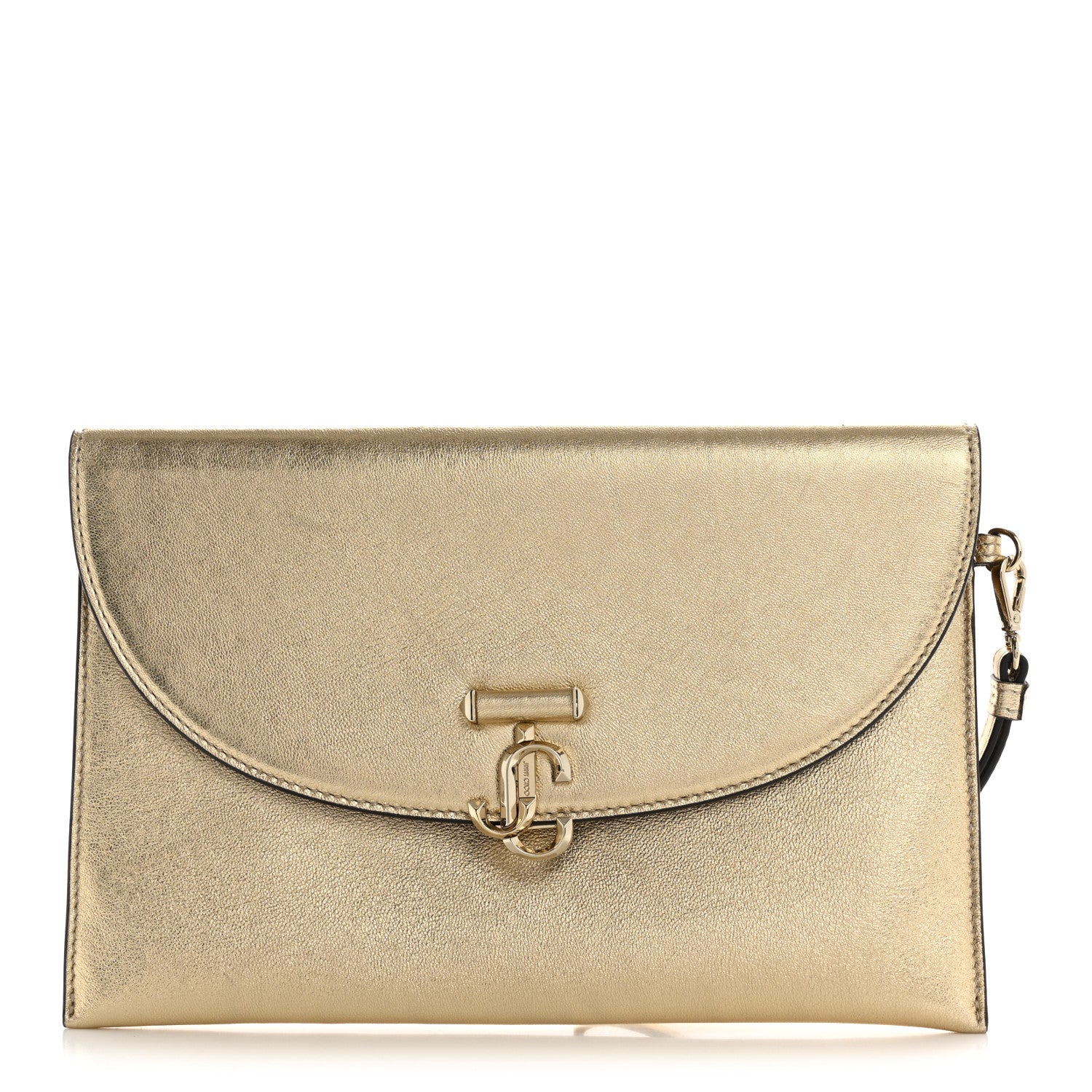 Metallic Calfskin JC Envelope Pouch Gold