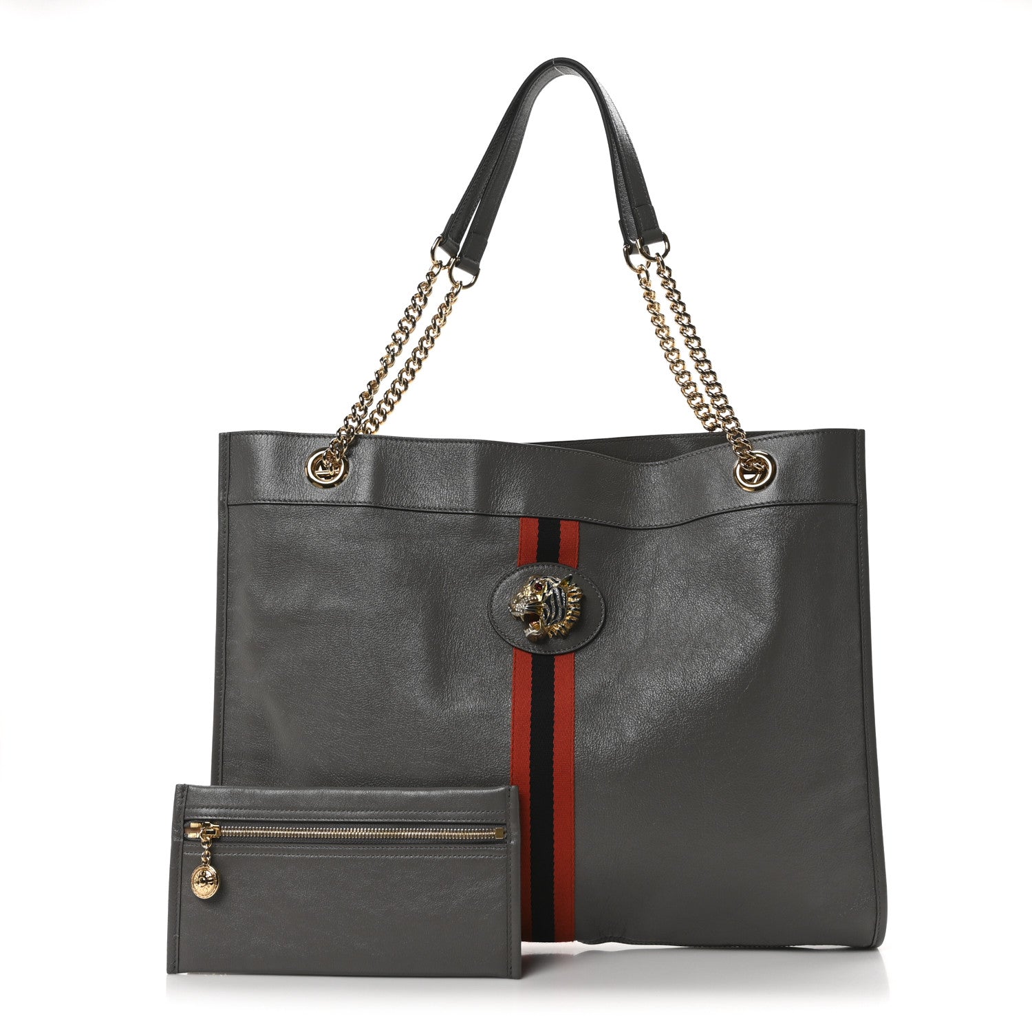 Calfskin Large Rajah Chain Tote Grey