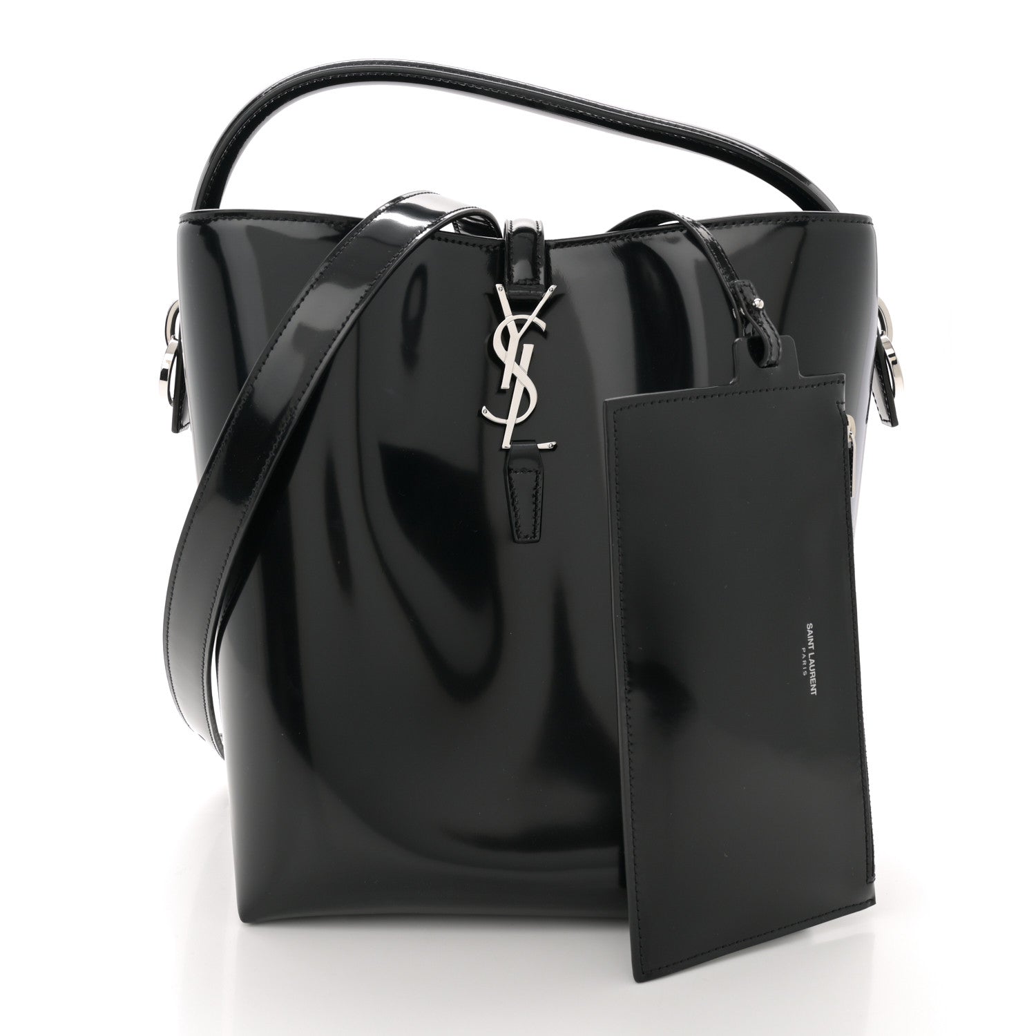 Patent Calfskin Le 37 Bucket Bag Black
