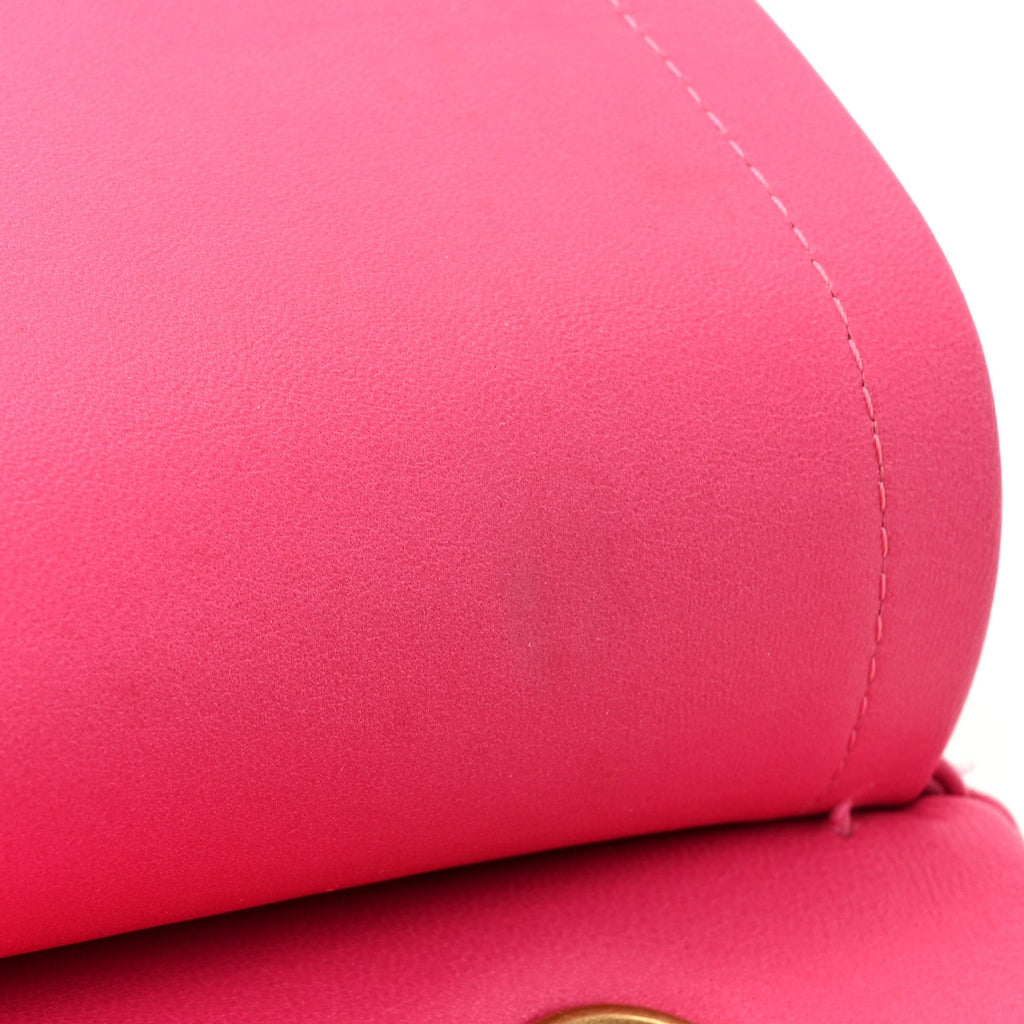 Lambskin Chevron Quilted Medium Double Flap Pink