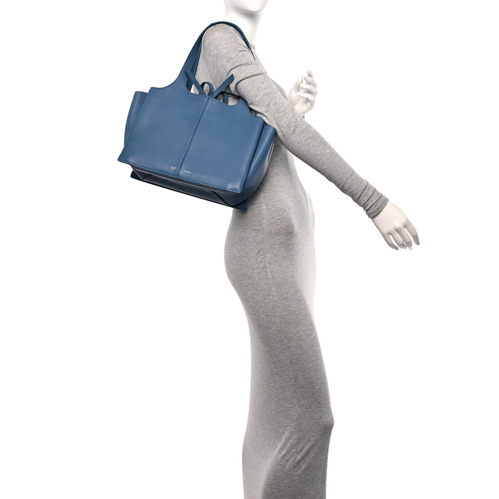 Calfskin Small Tri-Fold Shoulder Bag Steel Blue