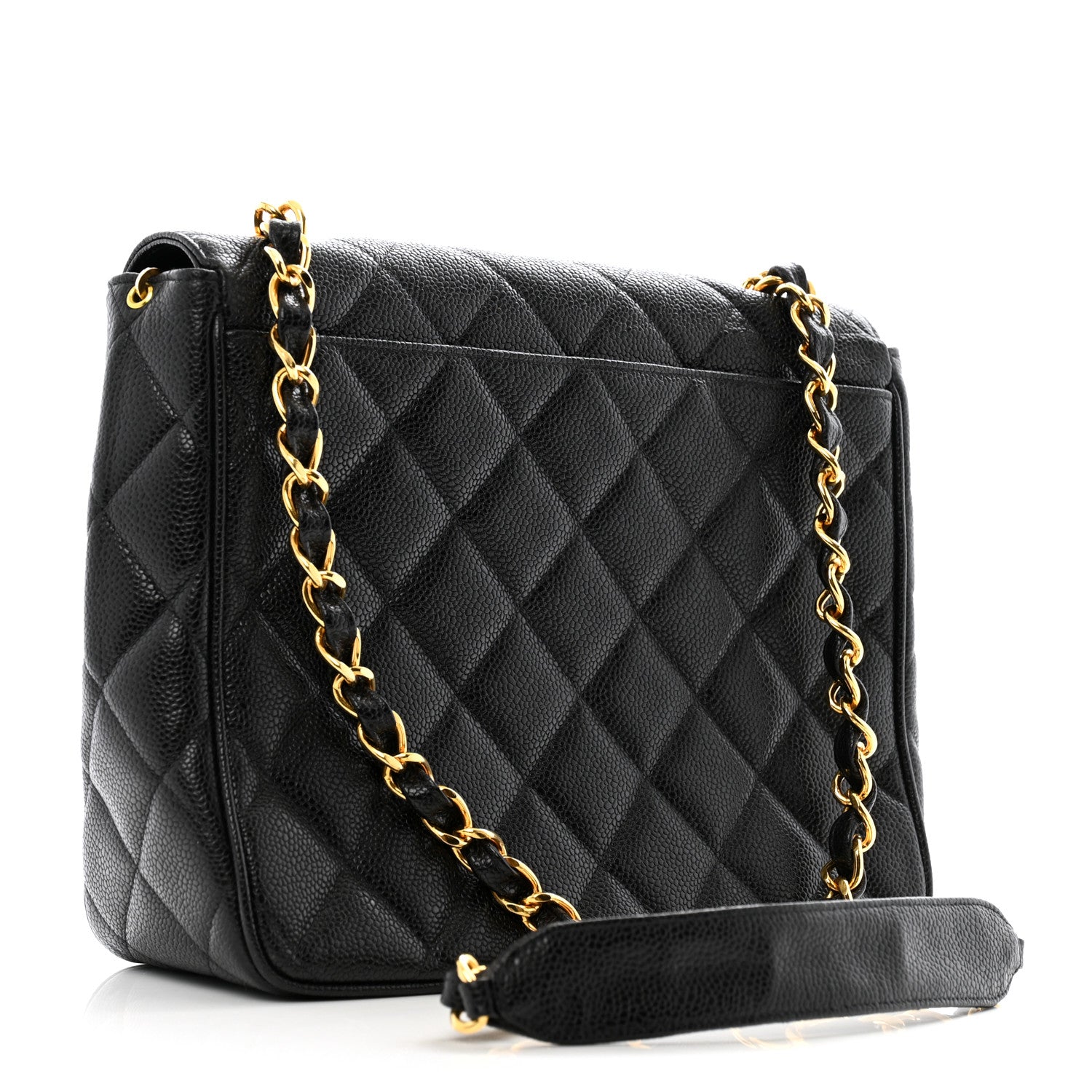 Caviar Quilted Jumbo Square Flap Black
