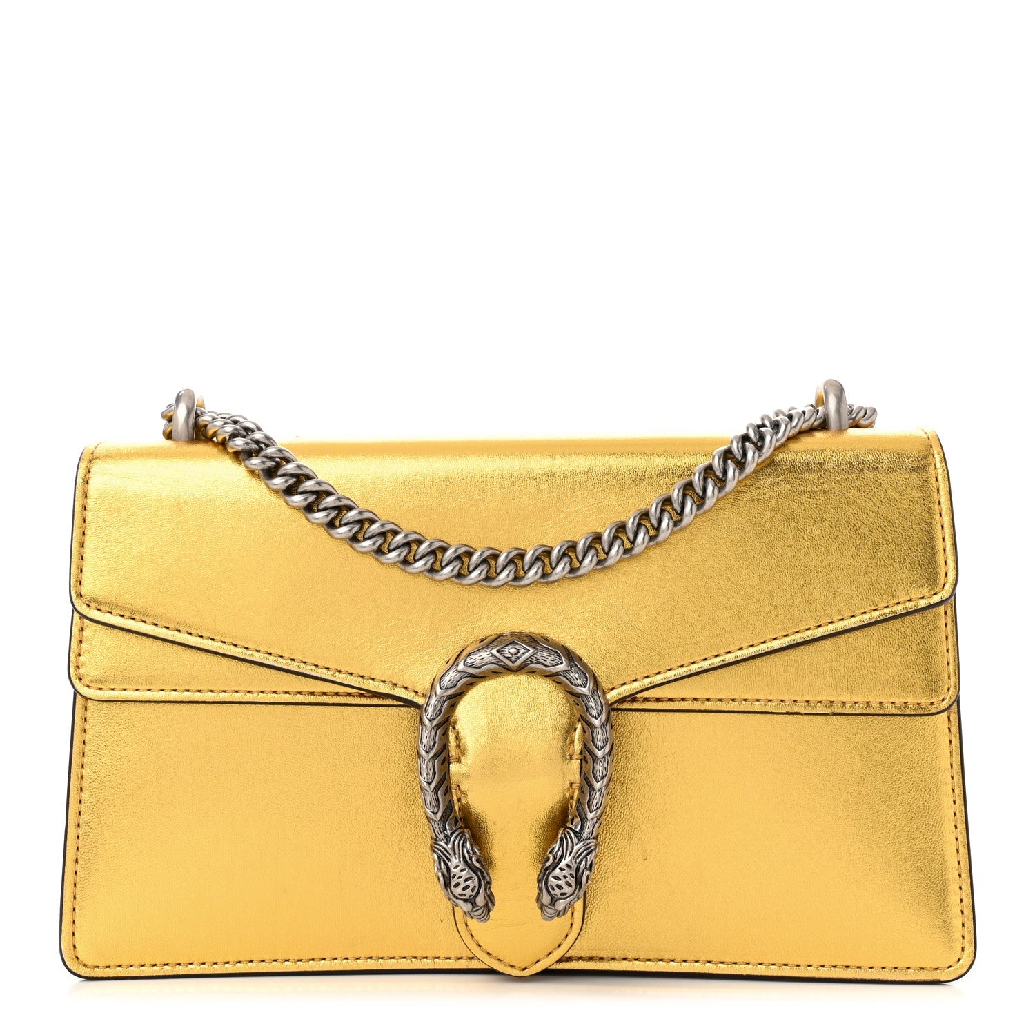 Metallic Calfskin Small Dionysus Shoulder Bag Gold
