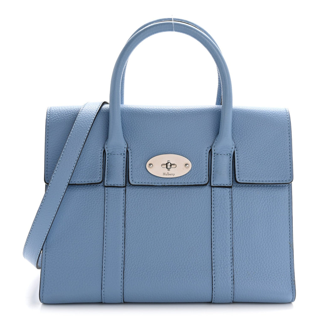 Classic Grain Calfskin Small Bayswater Porcelain Blue
