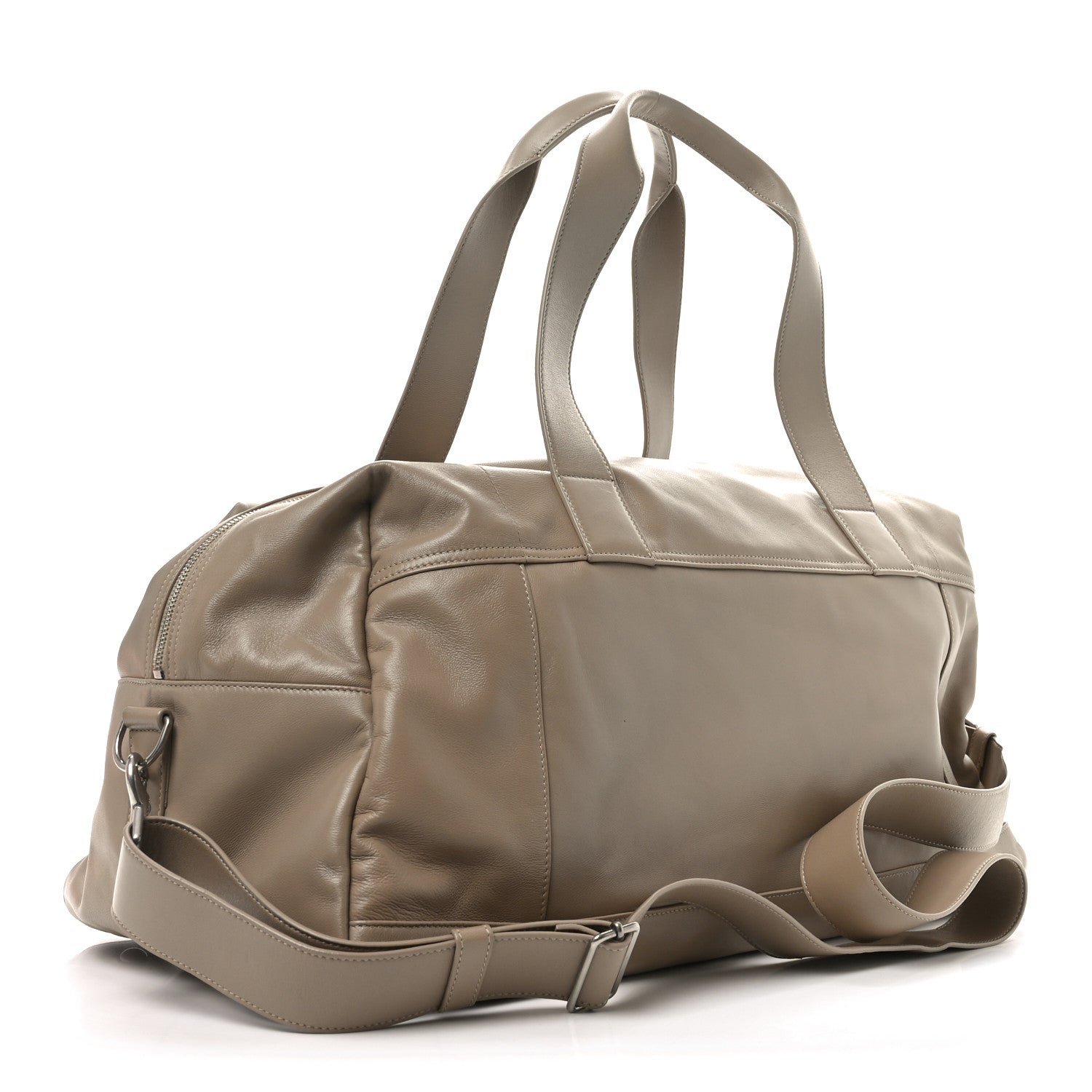 Lambskin Embossed Logo Holdall Bag Beige