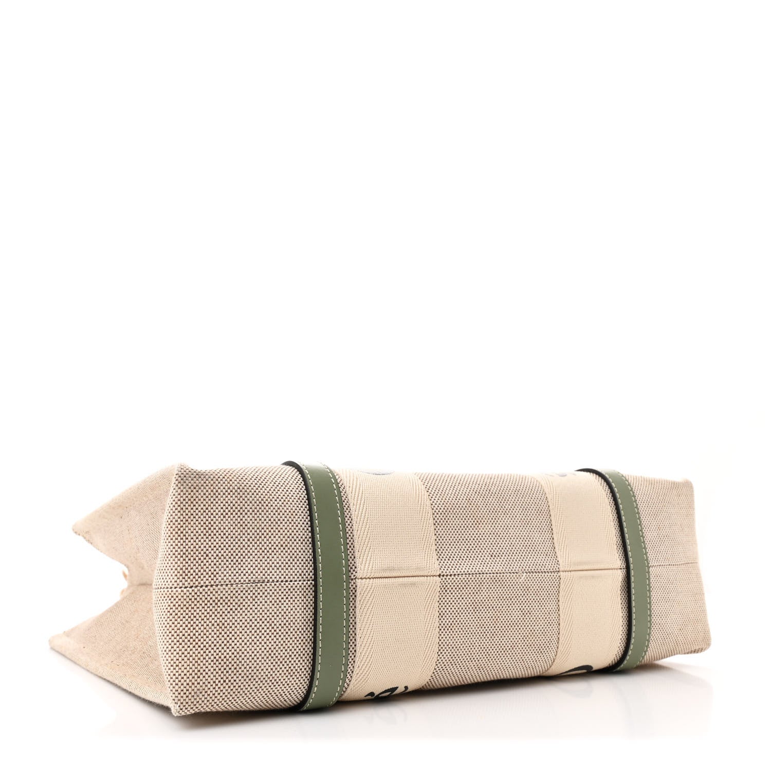 Cotton Calfskin Medium Woody Ribbon Tote White Green