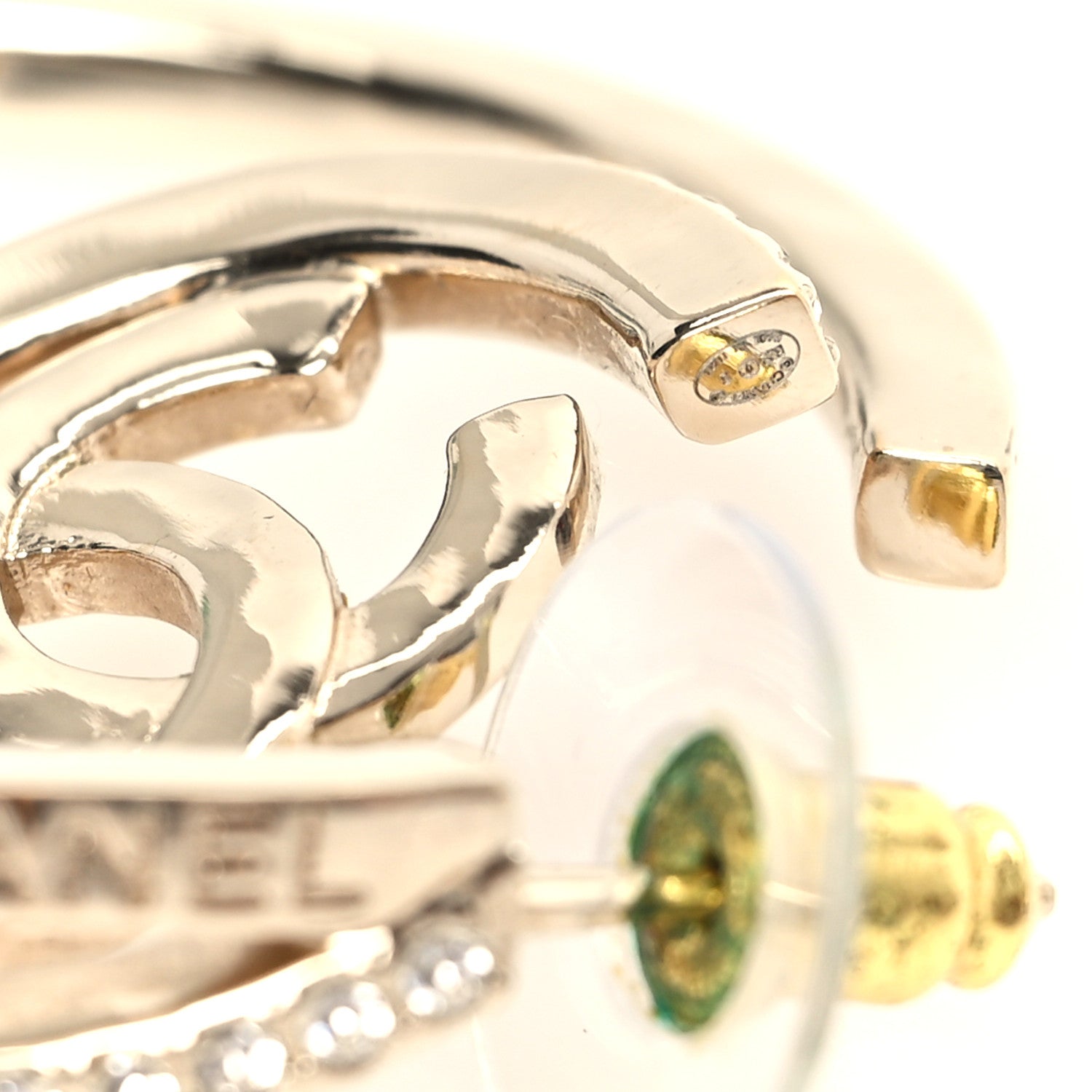 Crystal CC Double Hoop Earrings Gold