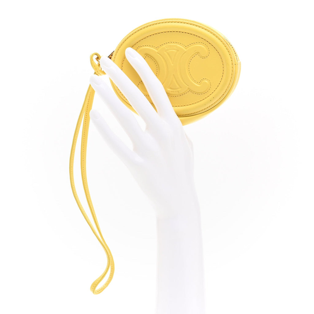 Smooth Calfskin Triomphe Oval Wallet Yellow