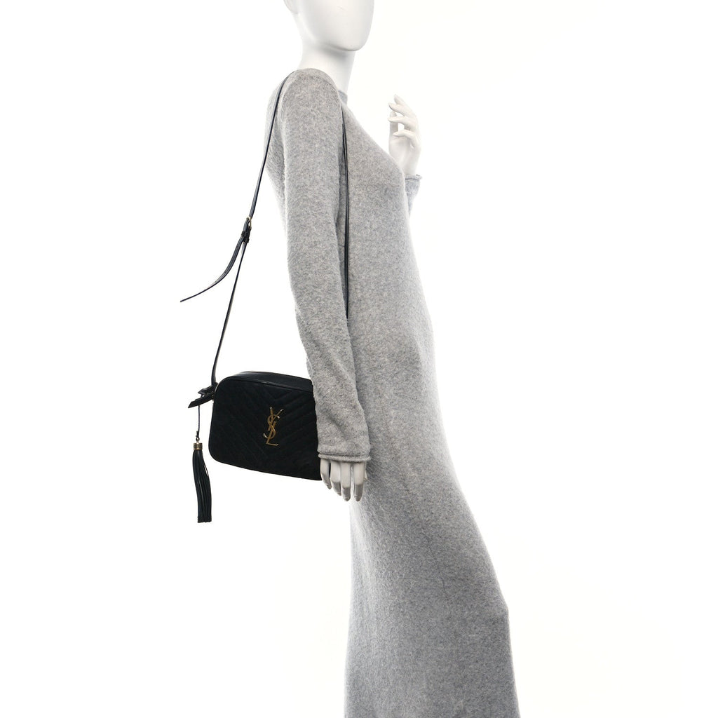 Suede Calfskin Monogram Lou Camera Bag Black