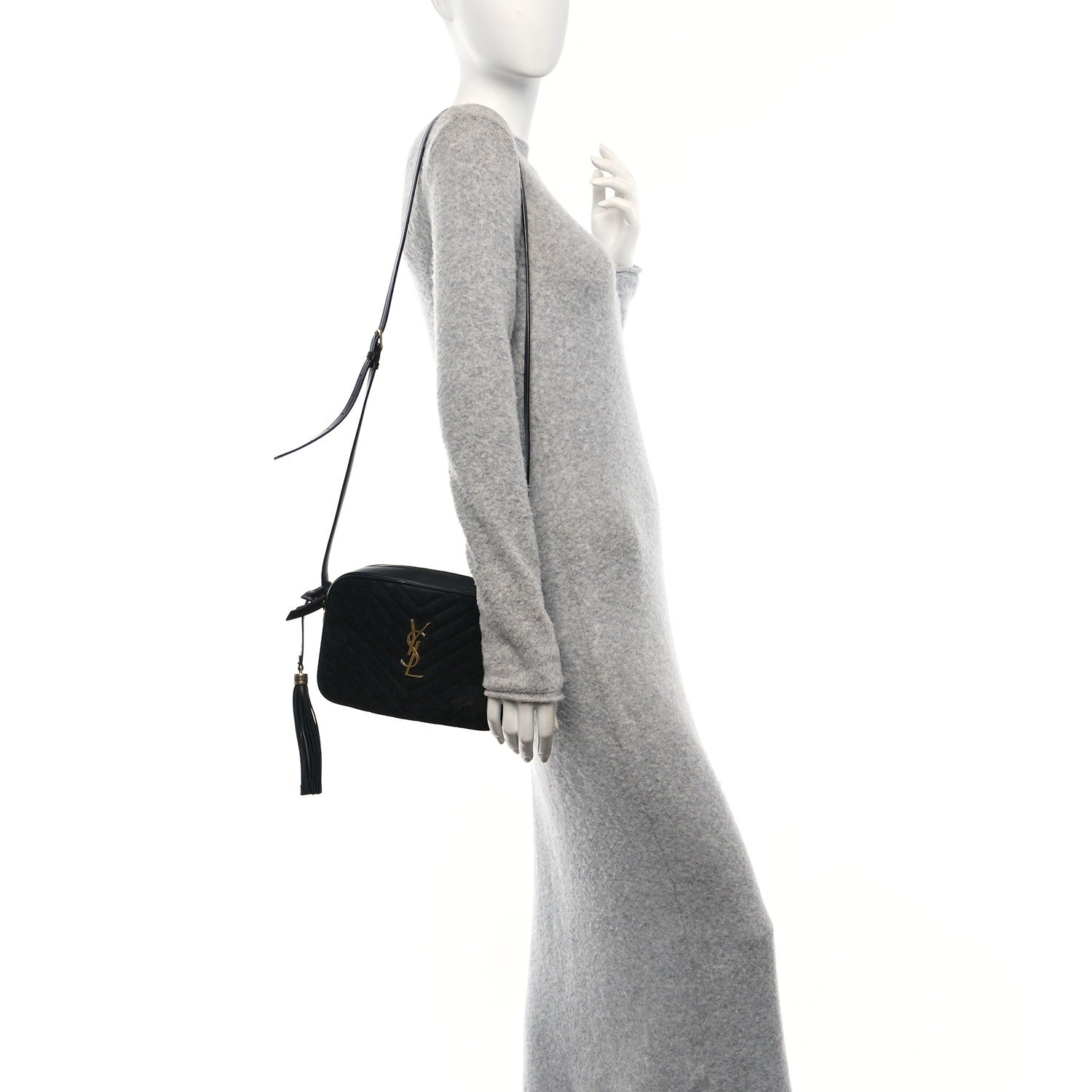Suede Calfskin Monogram Lou Camera Bag Black