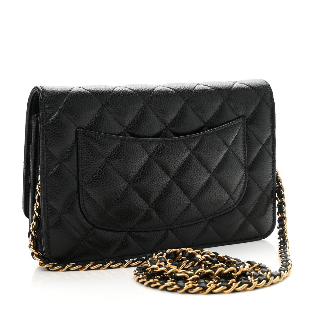 Caviar Quilted Wallet On Chain WOC Black