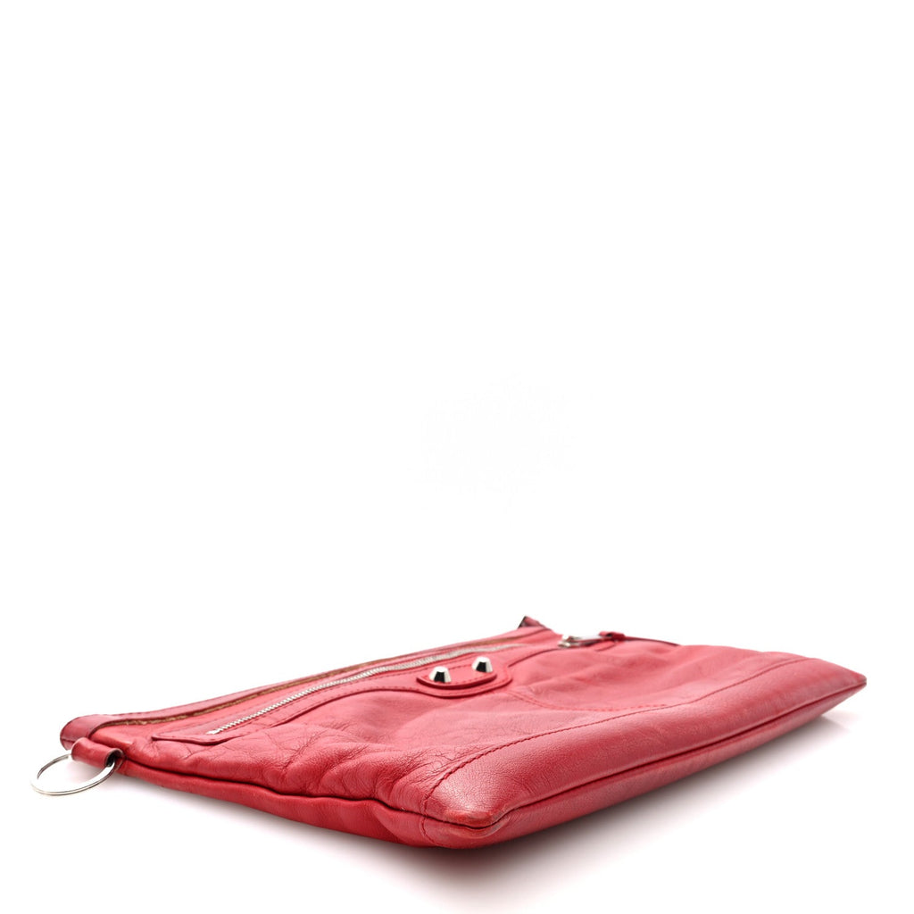 Smooth Calfskin Classic SIlver Hardware Medium Clip Red Lipstick