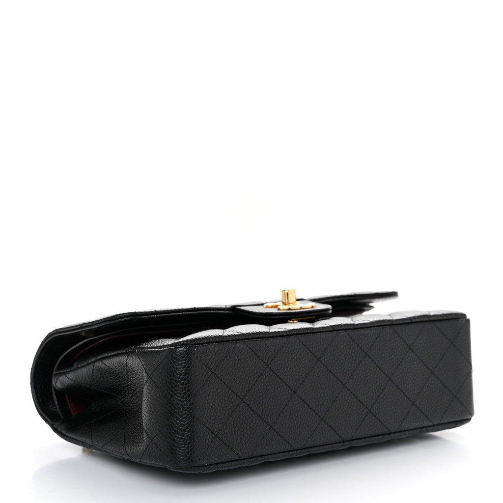 Caviar Quilted Small Double Flap Black