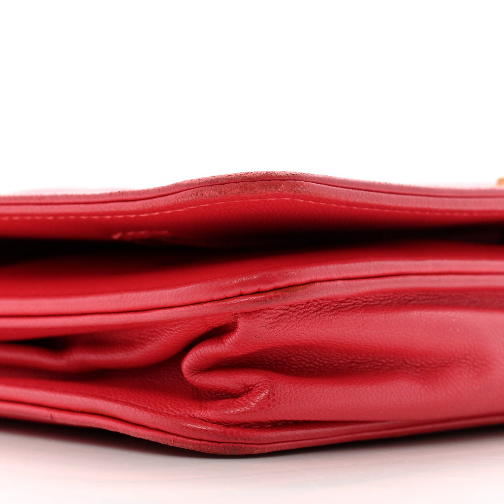 Lambskin Quilted Boy Wallet On Chain WOC Dark Fuchsia