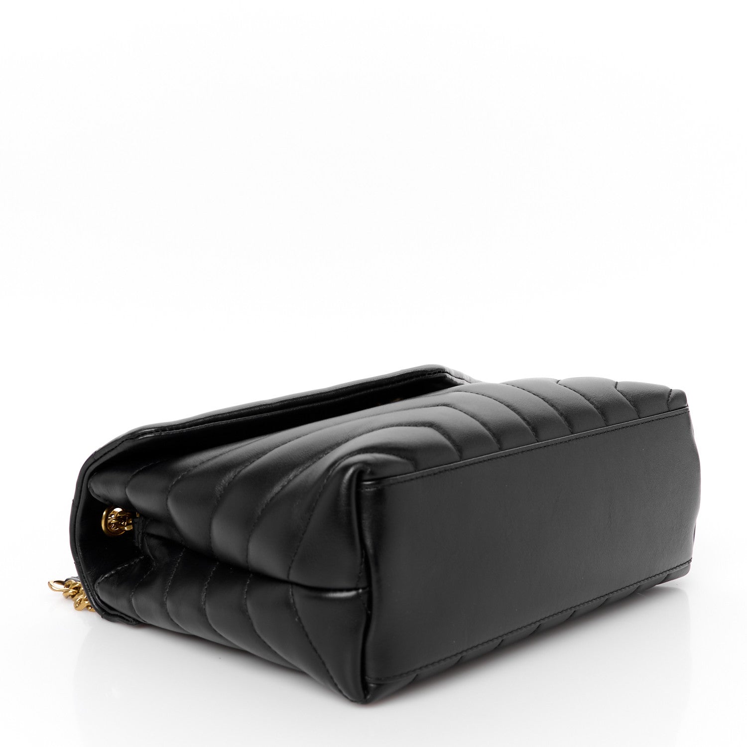 Calfskin Y Quilted Monogram Small Loulou Chain Satchel Black