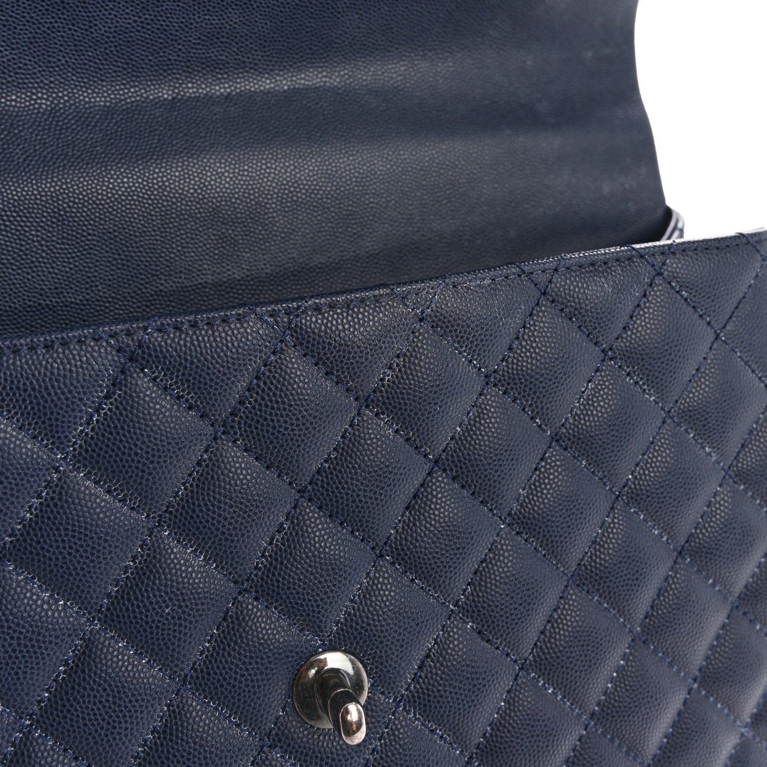 Caviar Lizard Quilted Large Coco Handle Flap Blue