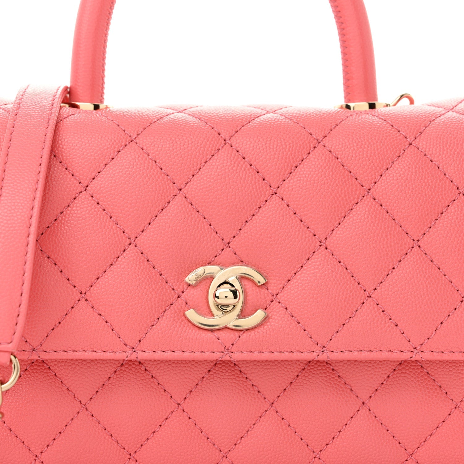 Caviar Quilted Mini Coco Handle Flap Pink