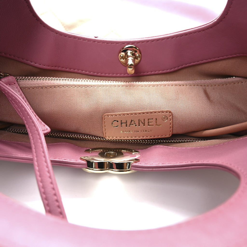 Lambskin Quilted Large 31 Shopping Bag Pink Beige