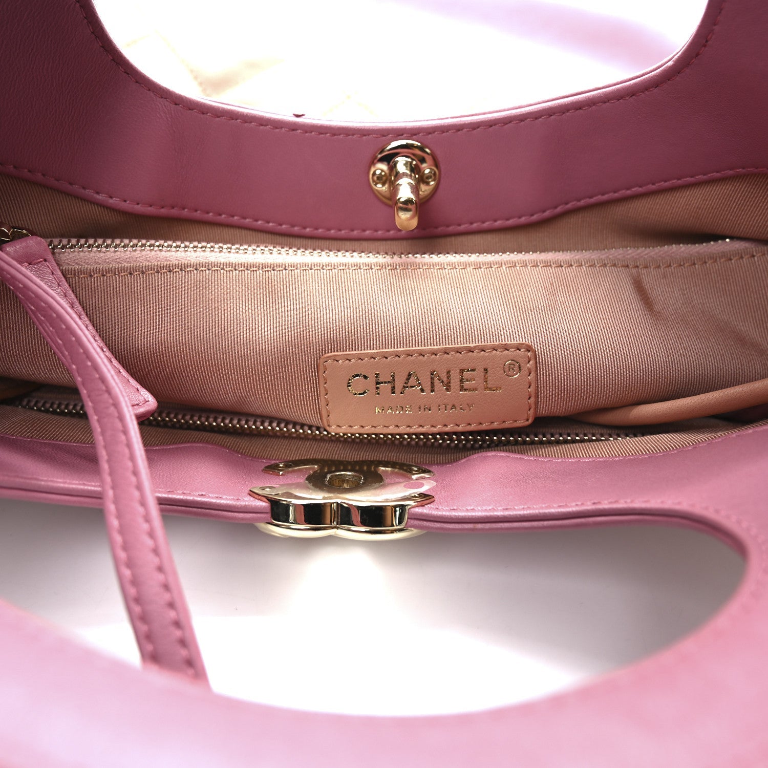 Lambskin Quilted Large 31 Shopping Bag Pink Beige