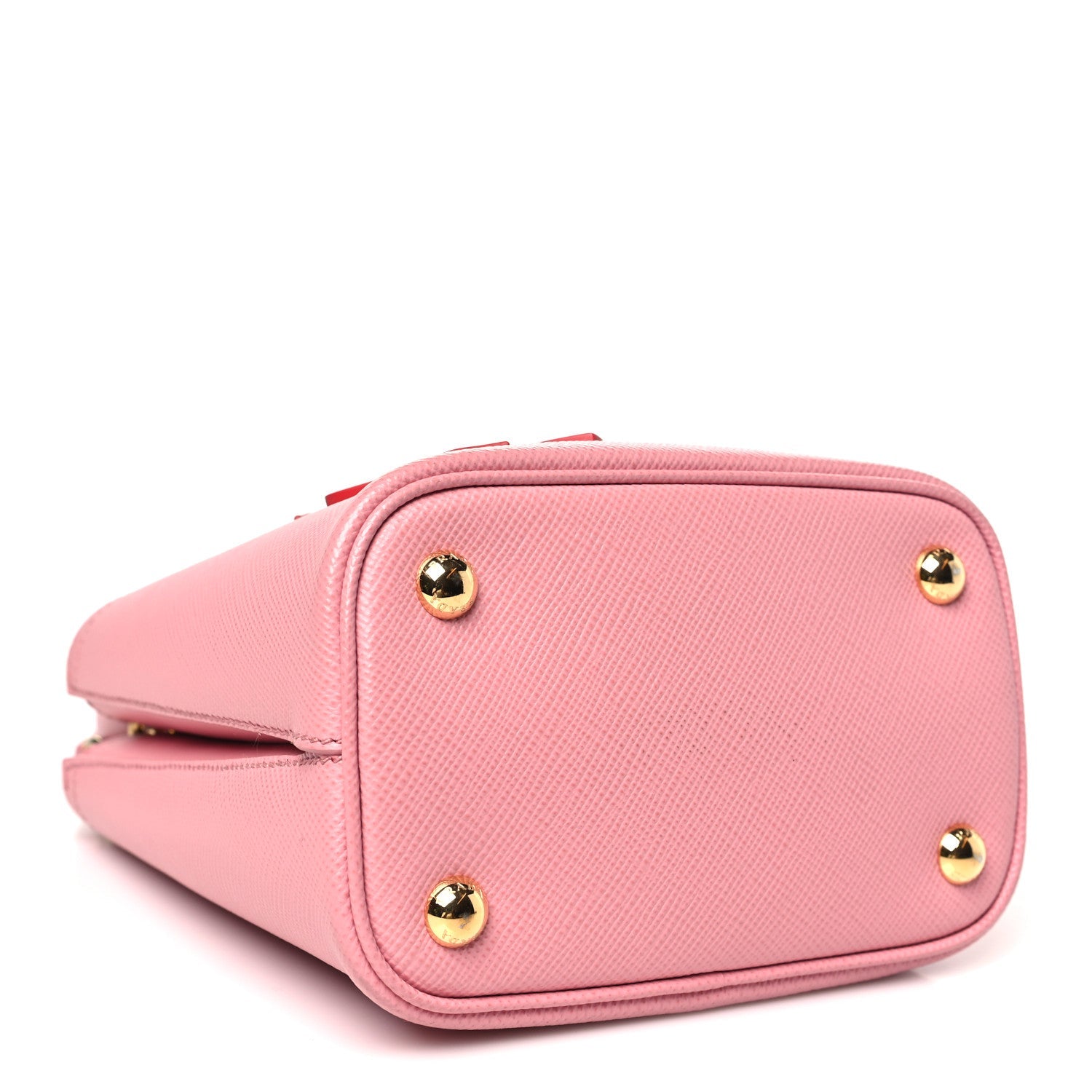 Saffiano City Calf Heart & Flower Small Panier Bucket Bag  Pink Red