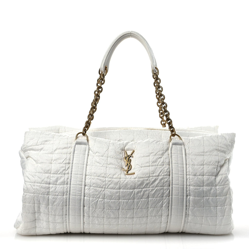 Nylon Gloria Quilted Travel Bag Milky White