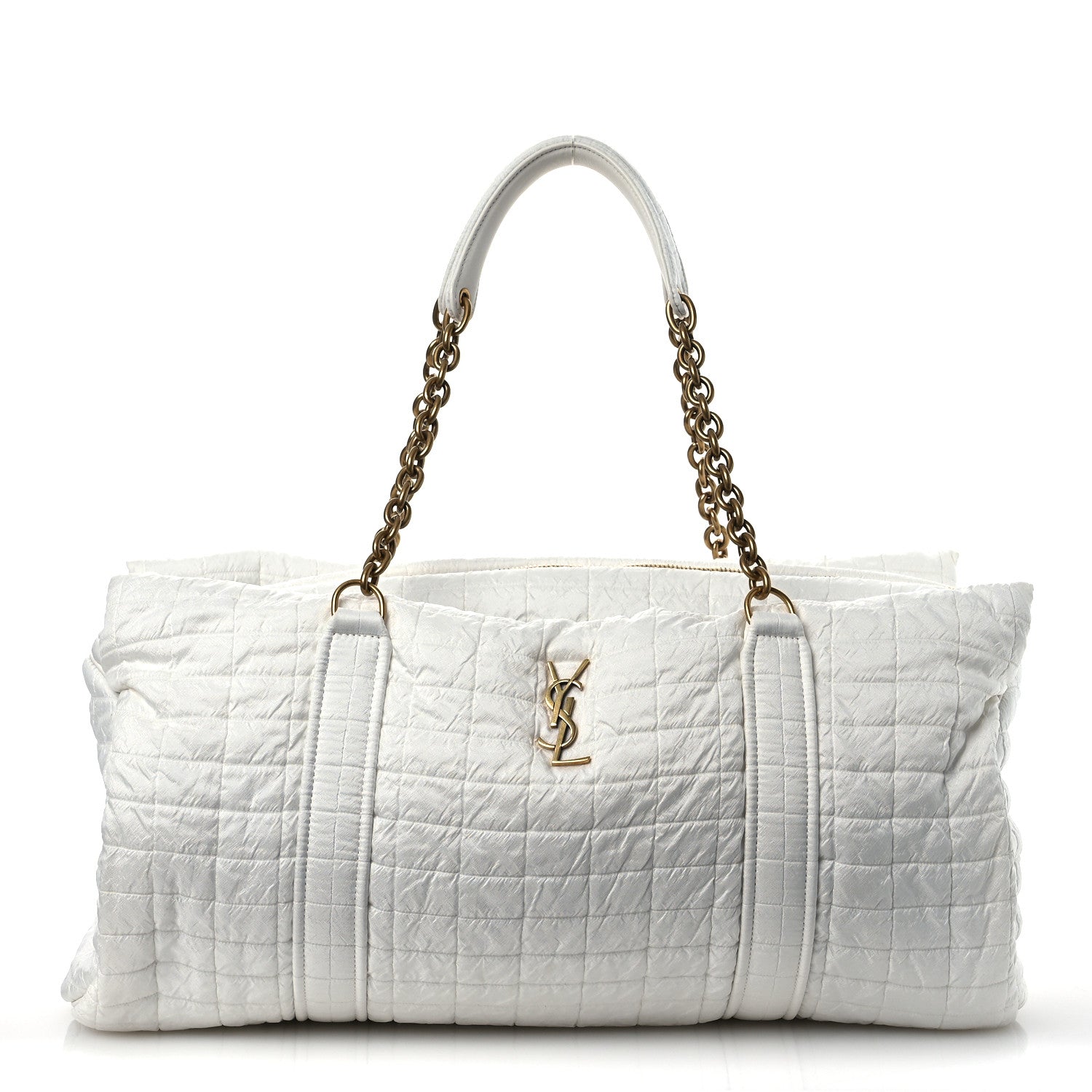 Nylon Gloria Quilted Travel Bag Milky White
