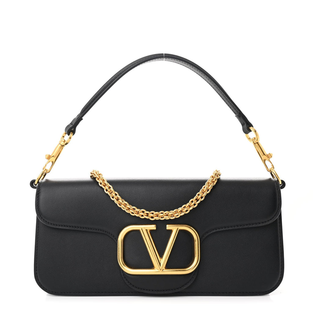 Calfskin Vlogo Loco Shoulder Bag Black