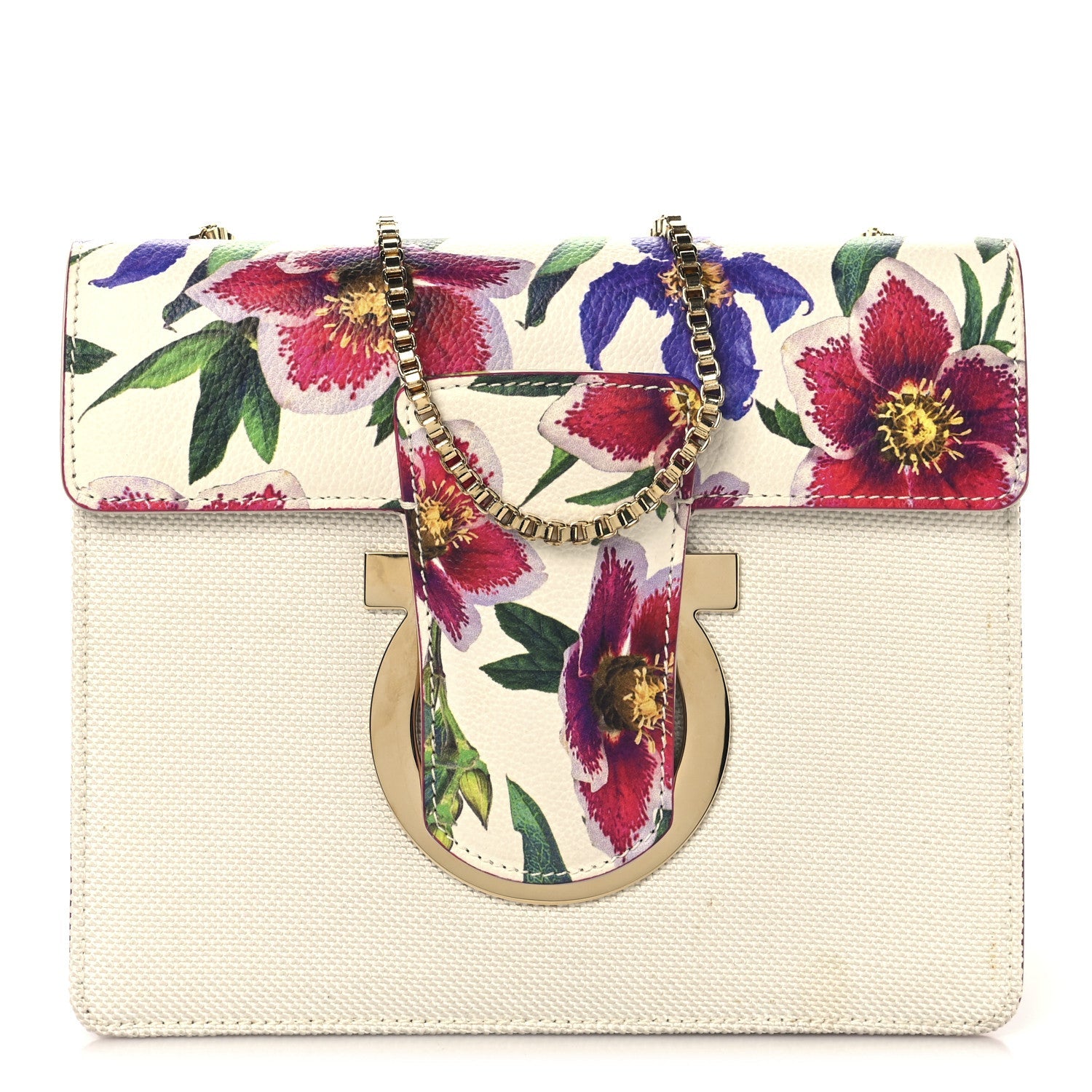 Canvas Calfskin Thalia Crossbody Bag White Multicolor