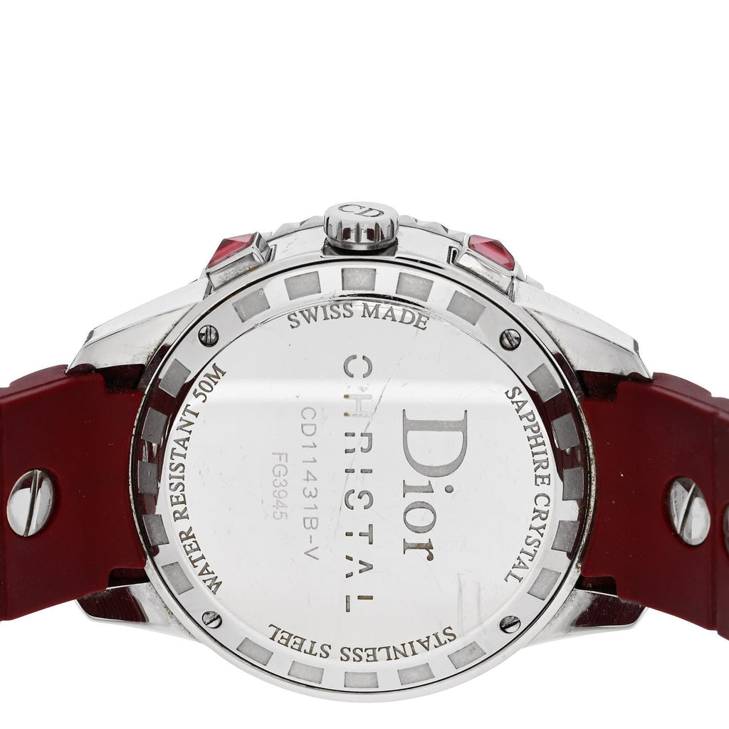 Stainless Steel Diamond Pave Sapphire 38mm Christal Chronograph Quartz Watch Red