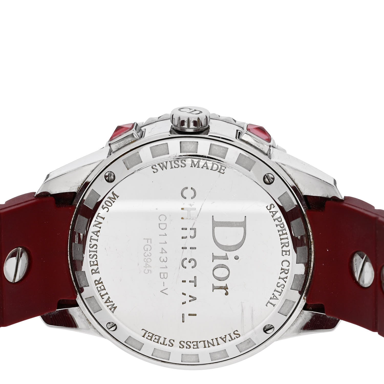 Stainless Steel Diamond Pave Sapphire 38mm Christal Chronograph Quartz Watch Red