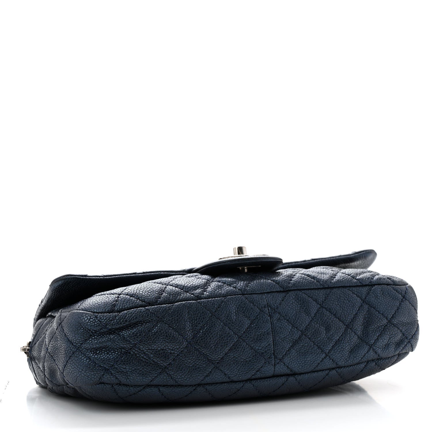 Iridescent Caviar Quilted Jumbo Easy Flap Dark Blue