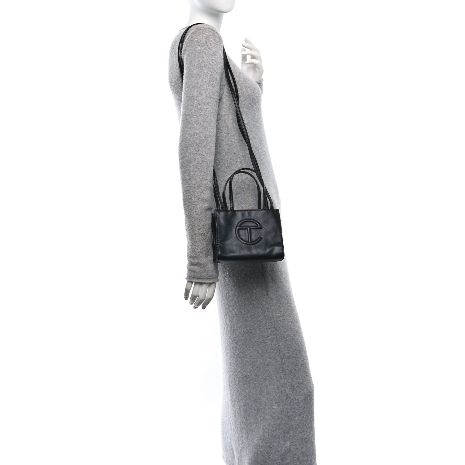 Vegan Leather Small Shopping Bag Black