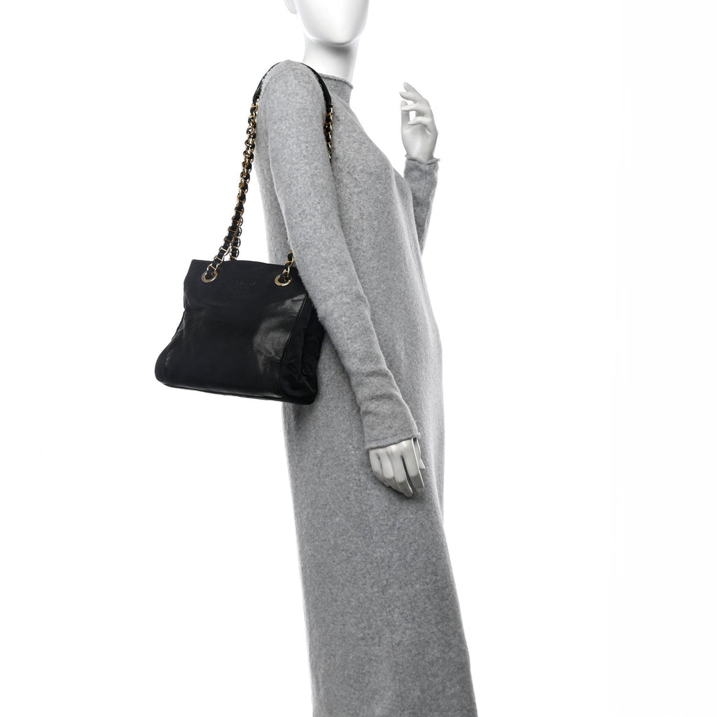 Nappa Tessuto Nylon Small Shoulder Bag Black