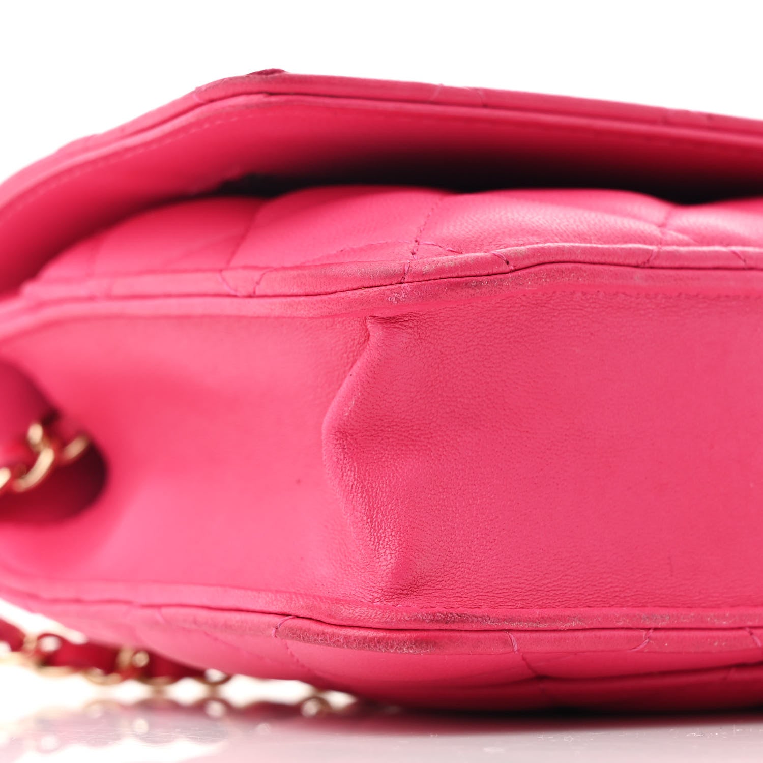 Lambskin Quilted Wallet on Chain WOC Fuchsia