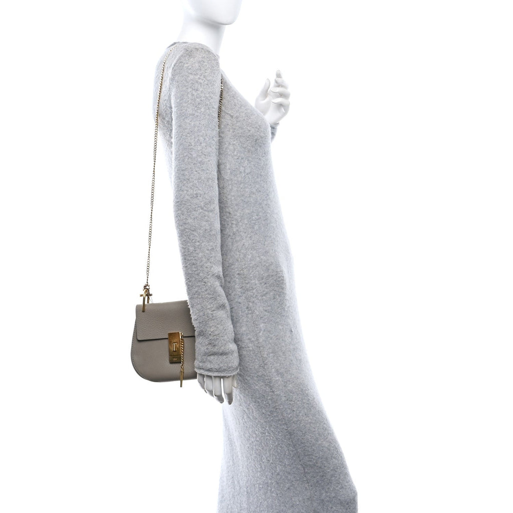 Grained Lambskin Mini Drew Shoulder Bag Motty Grey