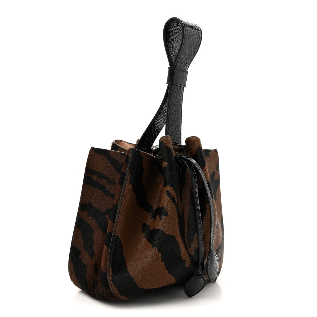 Pony Hair Zebra Print Snakeskin Rose-Marie 19 Bag Brown Black
