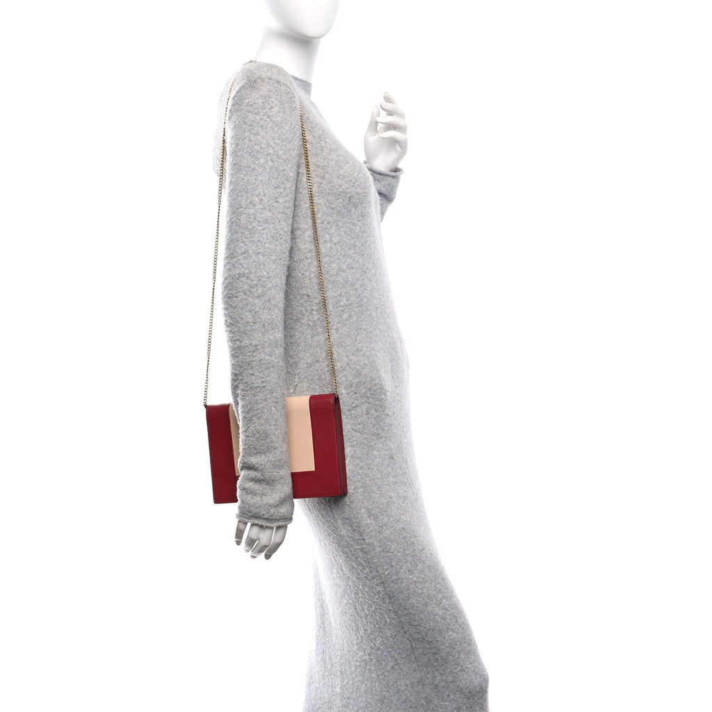 Smooth Lambskin Frame Evening Chain Clutch Ruby Nude