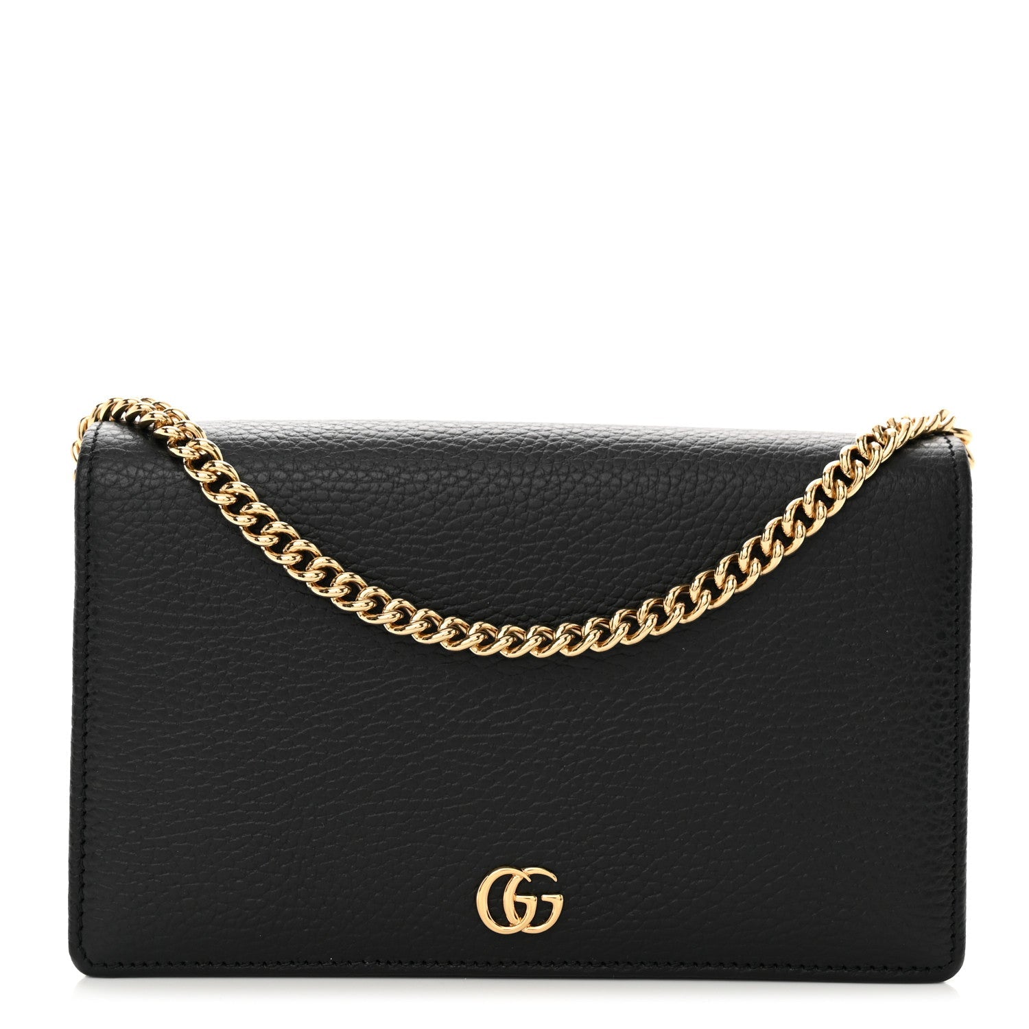 Calfskin Mini GG Marmont Chain Wallet Black